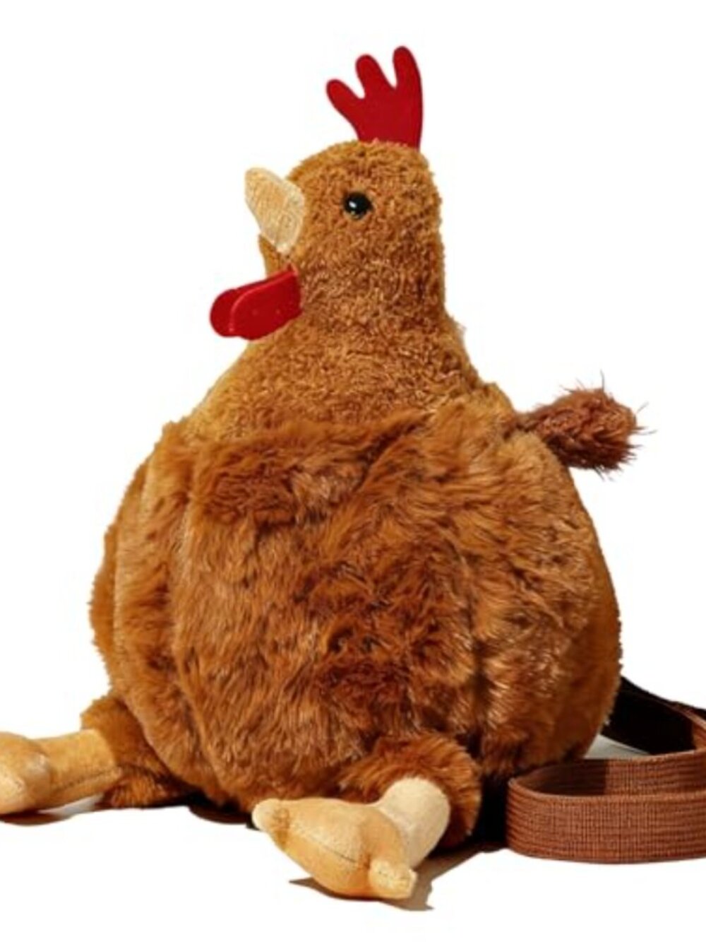 Plush Chicken Crossbody Bag Fluffy Novelty Purse Adjustable Strap